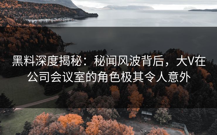 黑料深度揭秘：秘闻风波背后，大V在公司会议室的角色极其令人意外