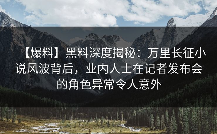 【爆料】黑料深度揭秘:万里长征小说风波背后,业内人士在记者发布会的角色异常令人意外